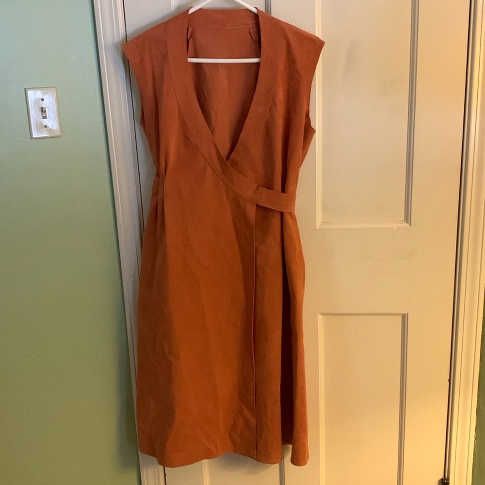 Vintage 60’s Tan Leather Suede Belted Wrap Dress Jerry Silverman by Saulino